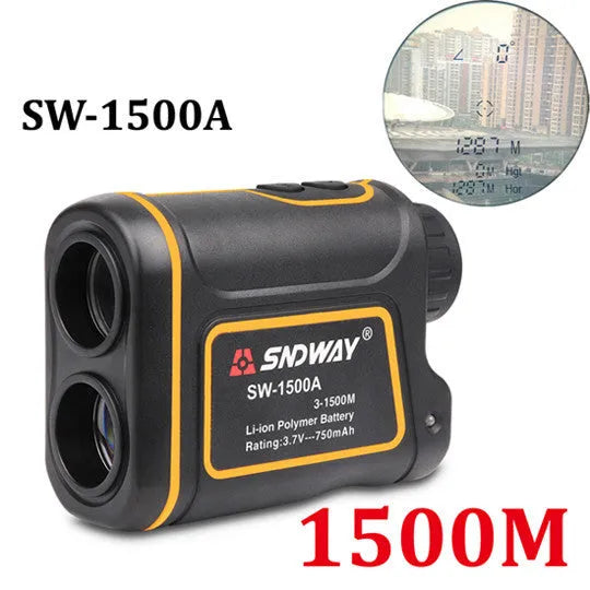 SW series handheld golf rangefinder showing compact black design with measurement display