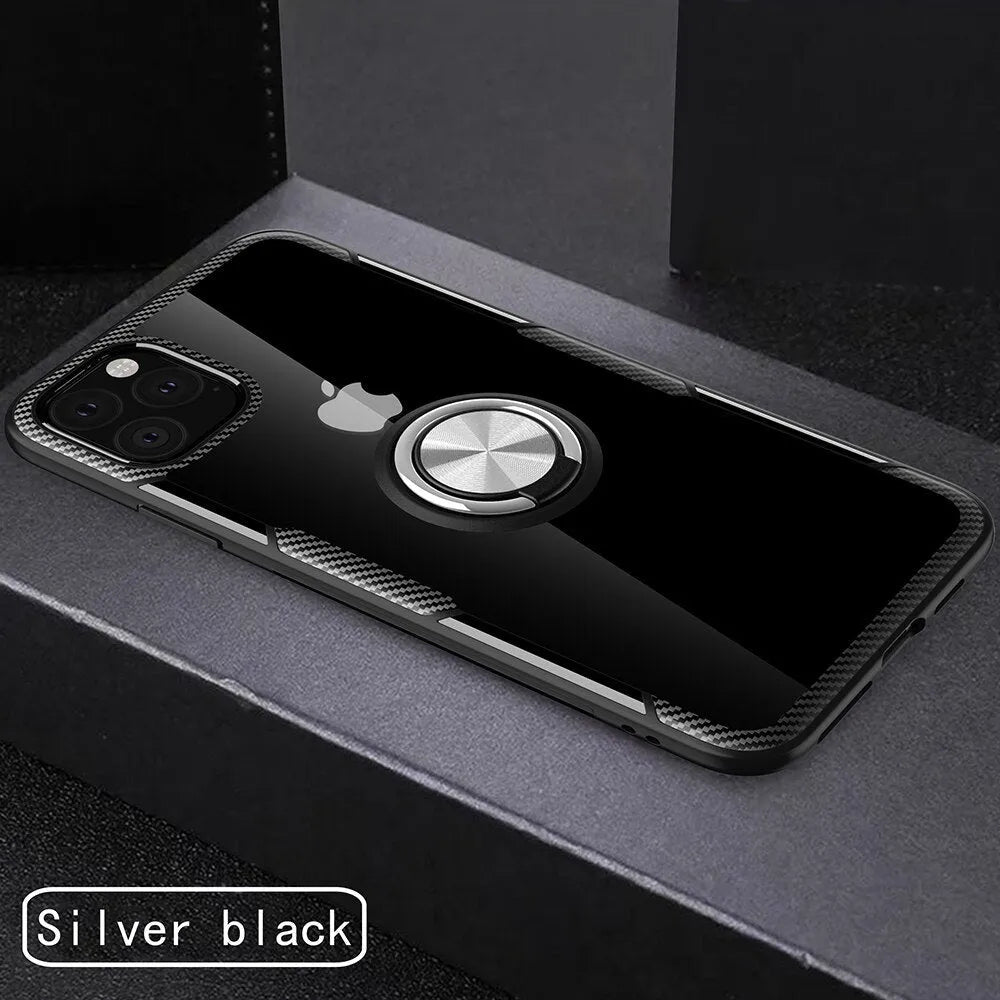 Protective back cover phone case for iPhone models, shown in a selection of colours including black and blue.