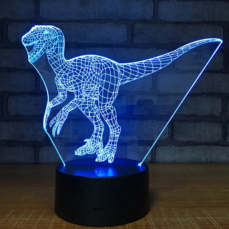 Cartoon 3D night light table lamp with seven colour changing modes, remote control, and acrylic panel on ABS base