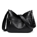 Genuine leather messenger bag soft pillow shape single strap first layer cowhide black large