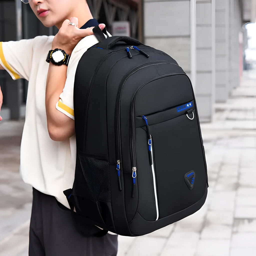 Men's Oxford cloth schoolbag with air cushion straps in black, blue, green or red colours