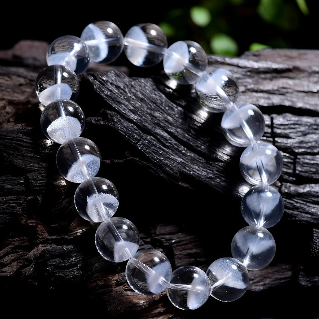 Women's white crystal bracelet with pyramid charm and Ruyi decorative elements