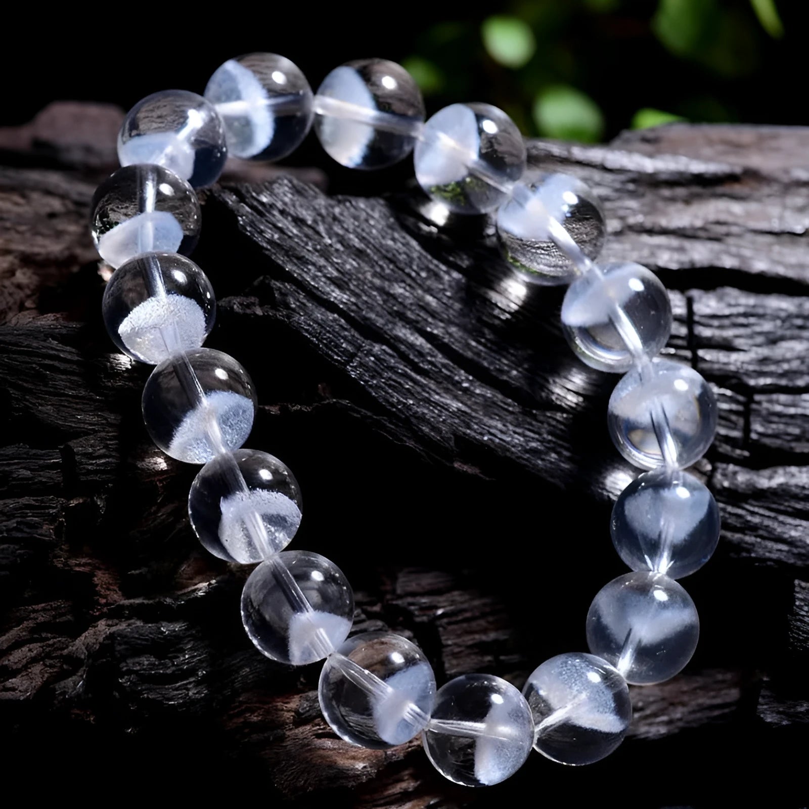 Women's white crystal bracelet with pyramid charm and Ruyi decorative elements