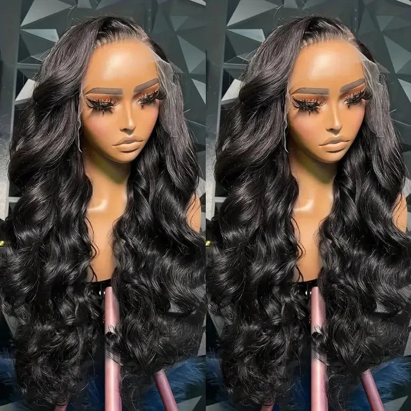 Black M1613 curly full-head wig with 22-inch medium-large waves, showing Utton mesh lace construction