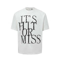 Men's blue American Retro style T-shirt with white letter print design