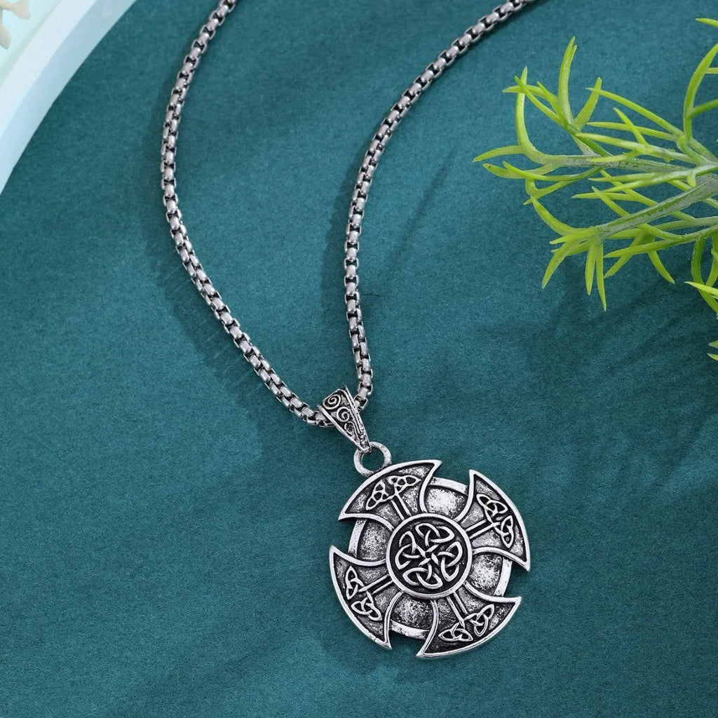 Vintage Viking eternal compass zinc alloy pendant Style1 men's Norse necklace