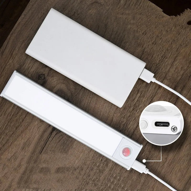 Thin rechargeable human body sensing light aluminium alloy lampshade black or silver trichrome induction switch bar