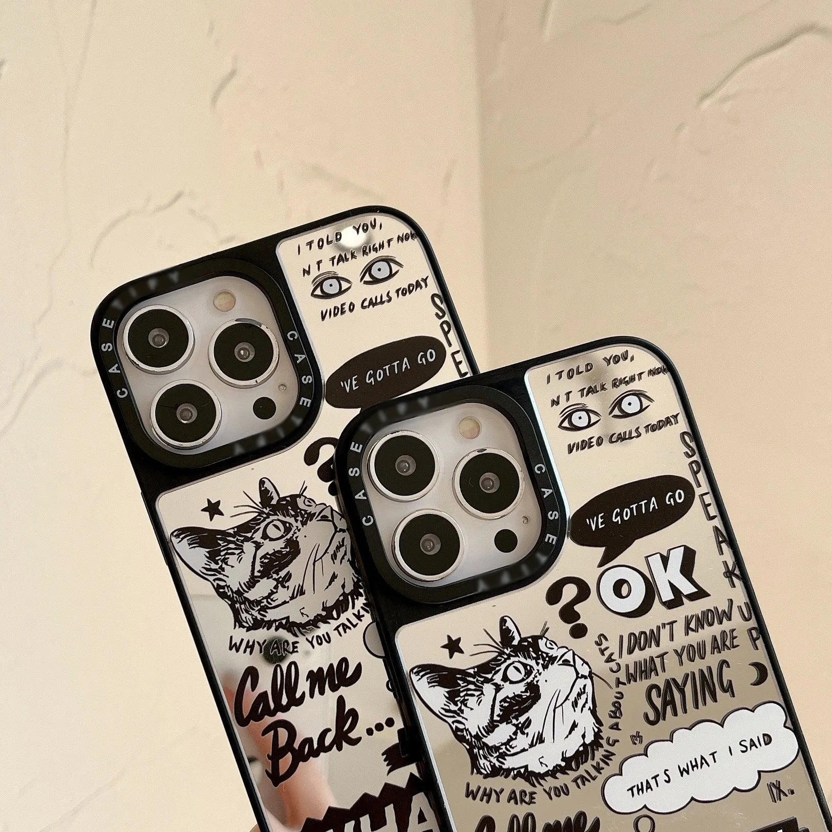 Full wrap TPU phone case with painted cat graffiti design for iPhone 15