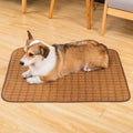 Brown rattan fibre dog cooling mat shown in a large size for summer use.