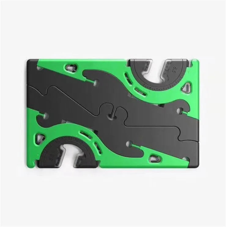 Plastic card type mobile phone holder with lazy bracket in six colour options on desktop