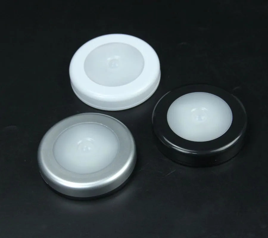 6LED motion sensor night light with strong magnetic base and adhesive pad for cabinet or ceiling mounting