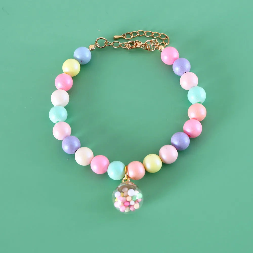 Macaron-coloured pet headdress and necklace set with resin charms in six designs for cats and dogs