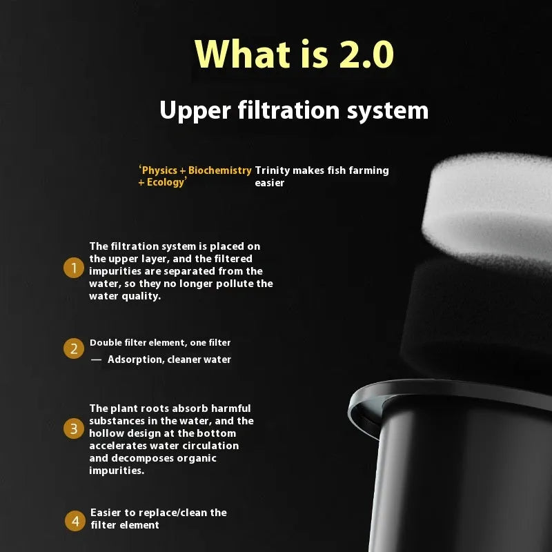 Ecological landscape filter oxygen-making integrated fish tank in luxury black or white