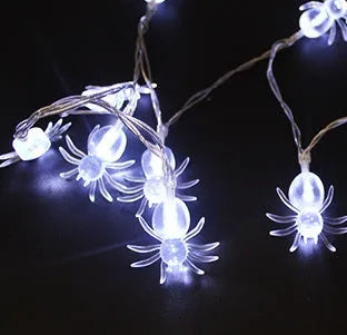 Halloween LED string lights with pumpkin, ghost and bat pendants on 1.2 metre white cord