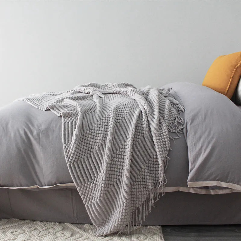 127cm by 170cm polyester fibre nap blanket in dark grey, khaki, and light grey colour options