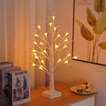 60cm tall white LED mushroom tree lamp with detachable flowers on a wooden surface
