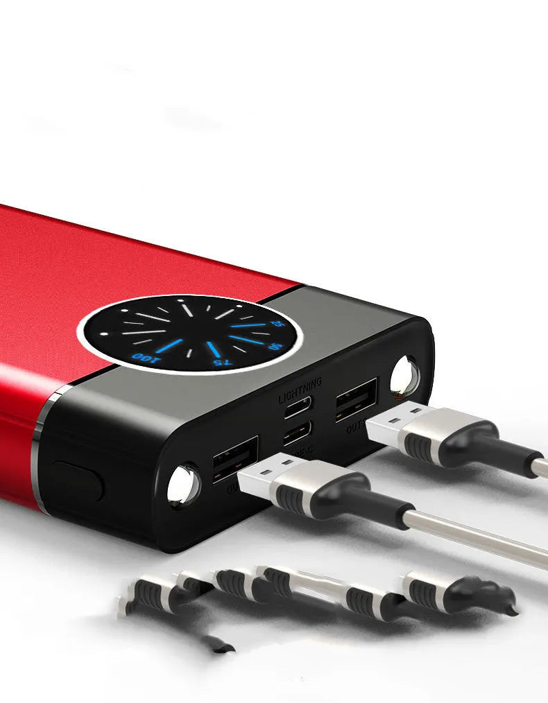 Fast charging mobile power supply 20000mAh polymer lithium ion battery pack with LED flashlight alloy shell in black