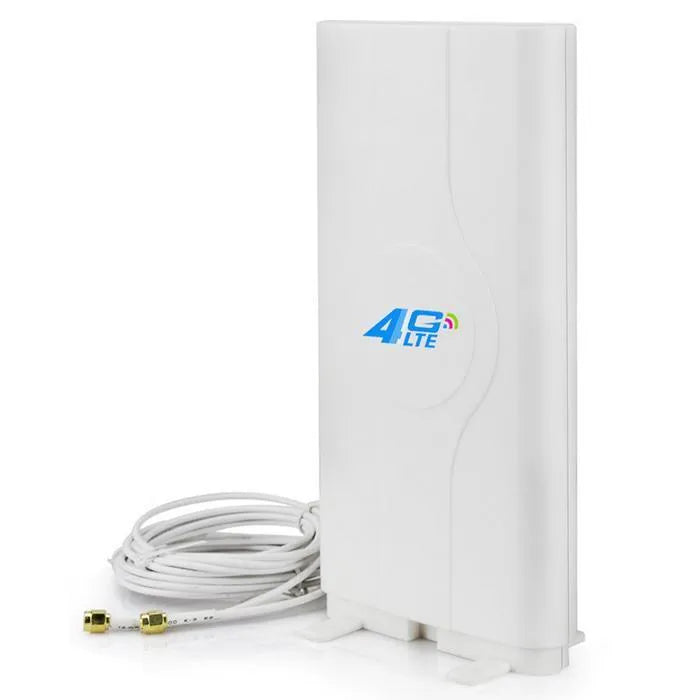 White dedicated 4G LTE antenna for B593B880 routers with 49dBi gain and optional connectors