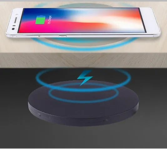 60mm black round embedded wireless phone charger for desk or table installation