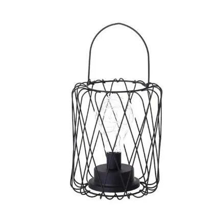 Minimalist hollow iron table lamp in wine glass or bottle design with warm white LED light