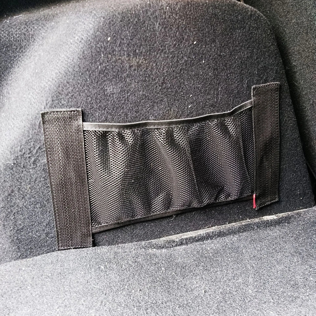 Elastic polyester car boot storage organiser net shown in 20x45cm and 20x35cm sizes.