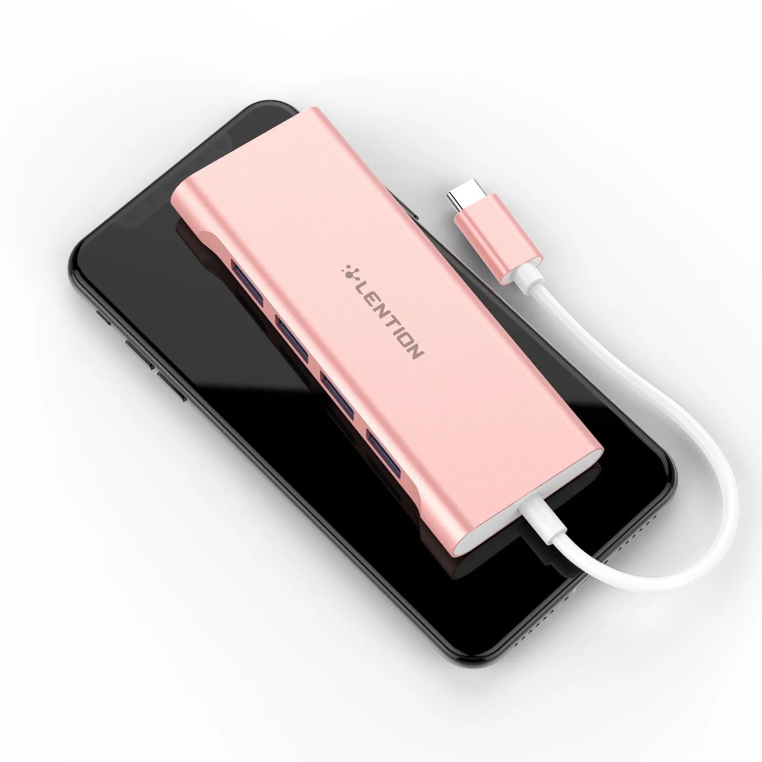 Lansheng USB Type C hub with four USB 3.0 ports and HDMI output in silver colour