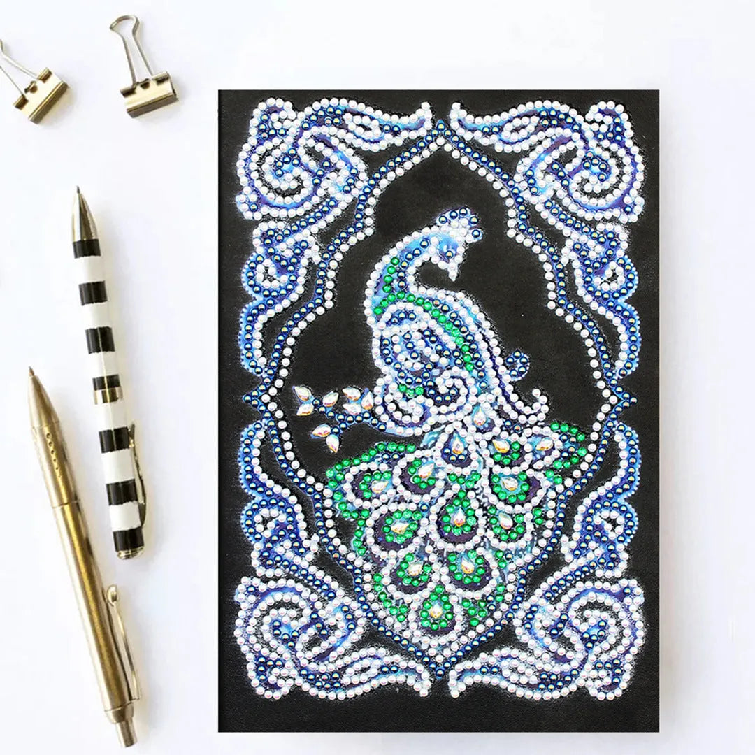 Black A5 diamond painting notebook with shaped and bright drills for craft projects
