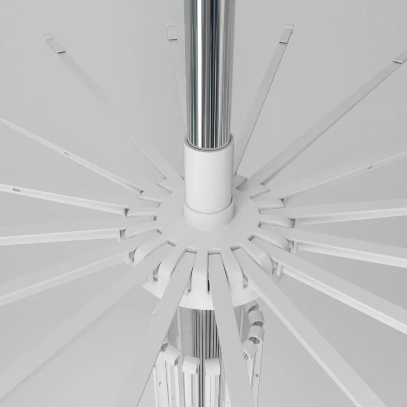 Stainless steel three-layer mobile drying rack with plastic clips and a clothes hanger.