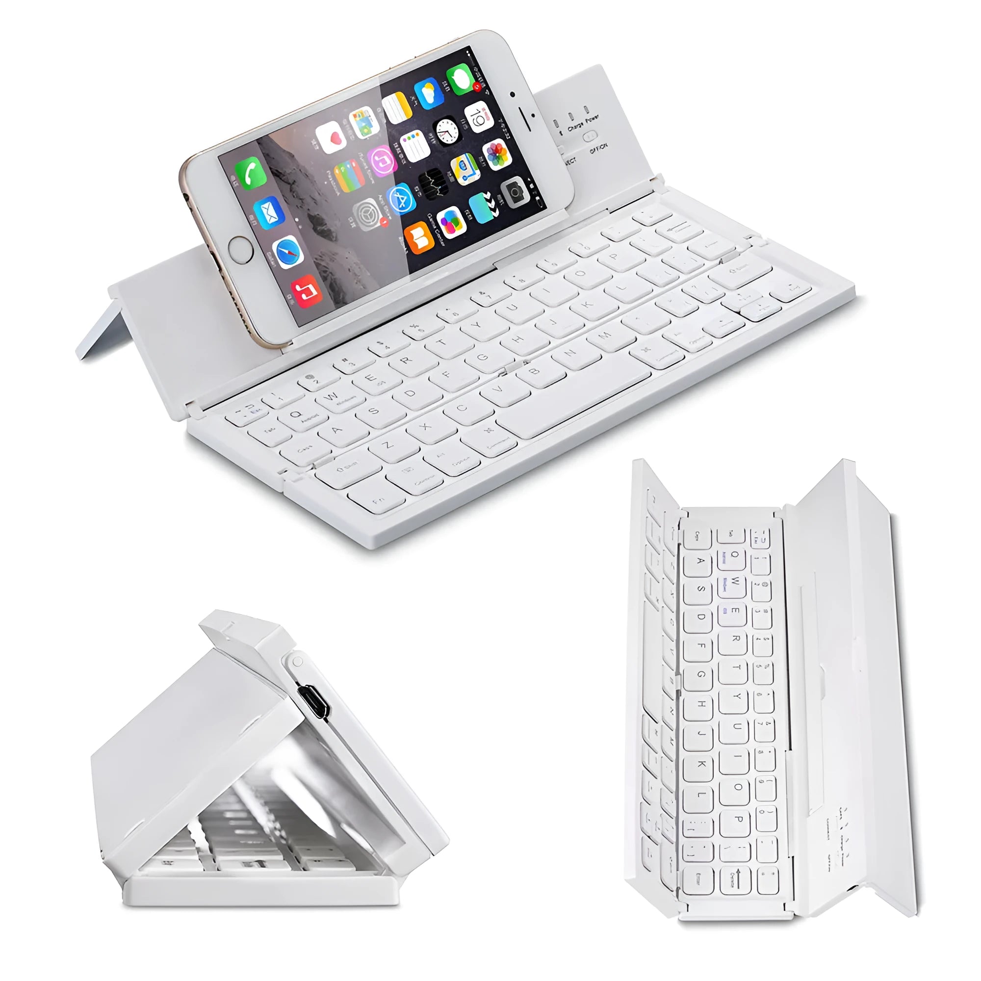 Black mini folding Bluetooth keyboard for tablets showing numeric keypad and compact 5-inch design
