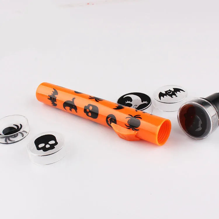 Orange metal pumpkin skull flashlight projection lamp for Halloween