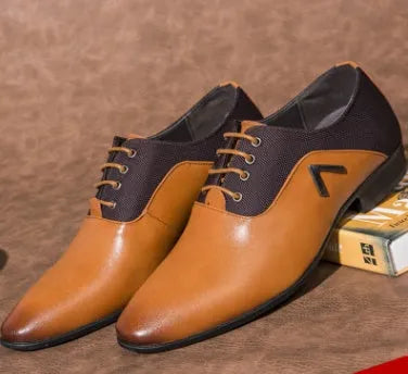 Men's black Oxford business casual shoes with a PU leather upper and rubber sole.