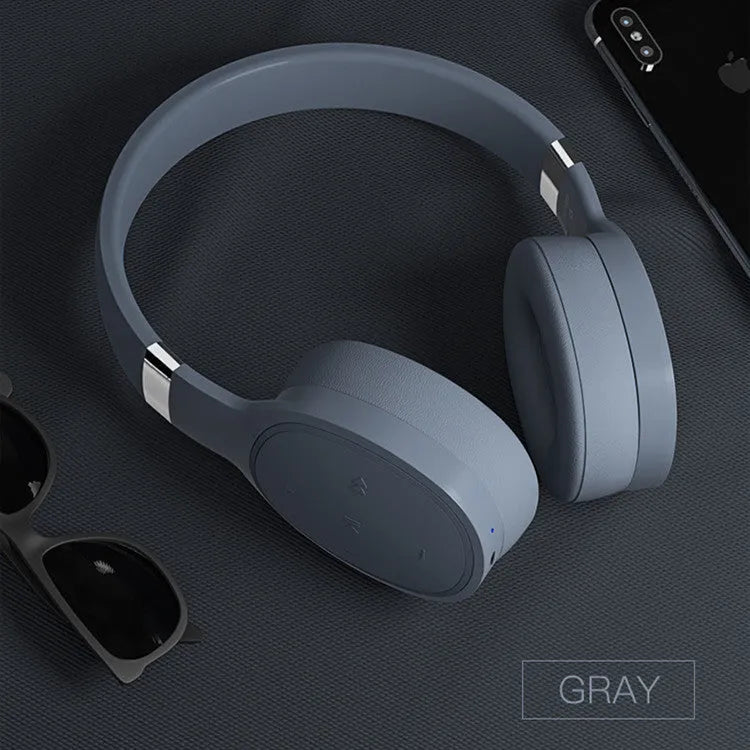 Wireless Bluetooth headset in black, blue, grey, or white with 40mm speakers.