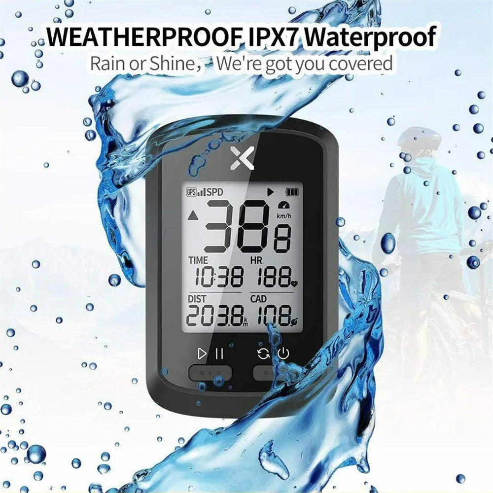 Black plastic bicycle stopwatch with waterproof casing for sports timing.