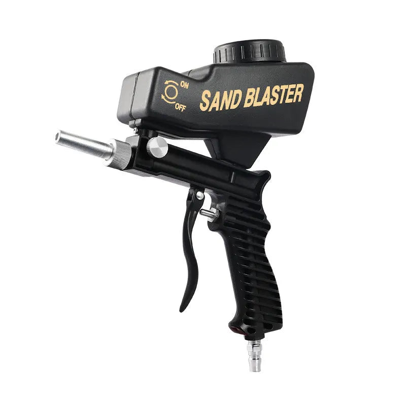 Portable pneumatic sandblasting gun with blue housing and 6.5mm nozzle