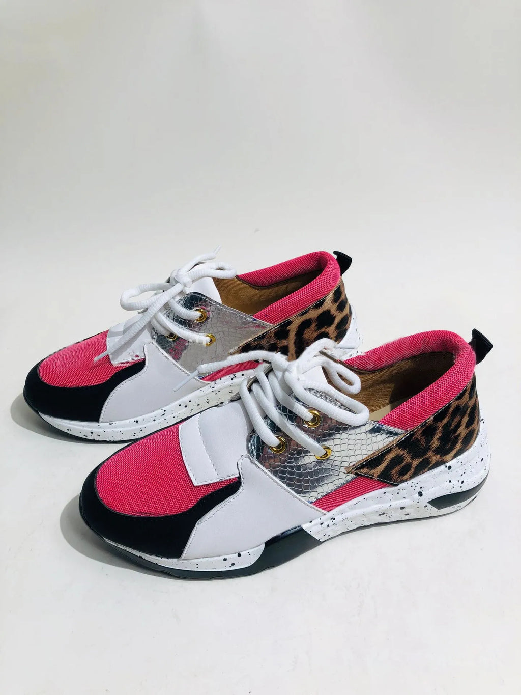 Women's casual wedge-heel sports sneakers in multiple colour patterns with suede upper and round toe