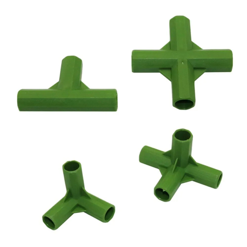PP plastic three-way and four-way garden stake connectors for 11mm poles