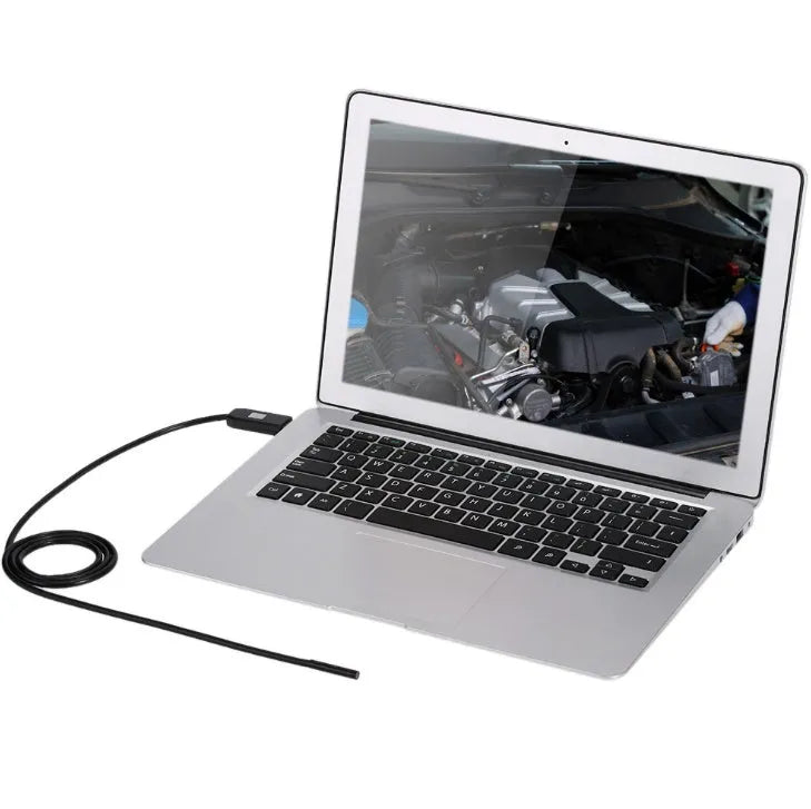 OWSOO USB endoscope camera with 5m cable, 7mm lens, LED lights, hook, magnet, and mirror attachments