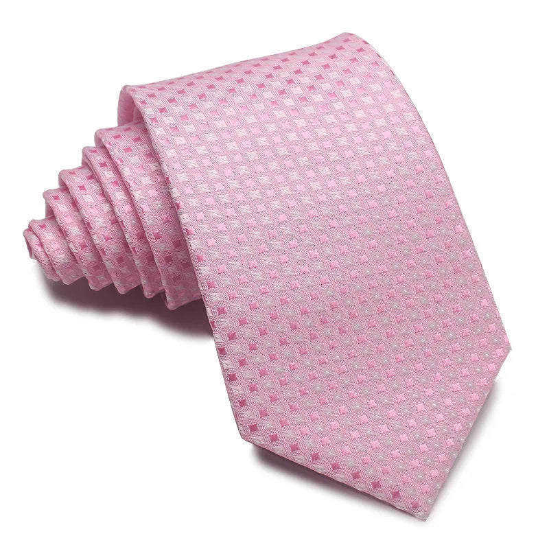 8cm wide red black and blue striped polyester jacquard business tie for men