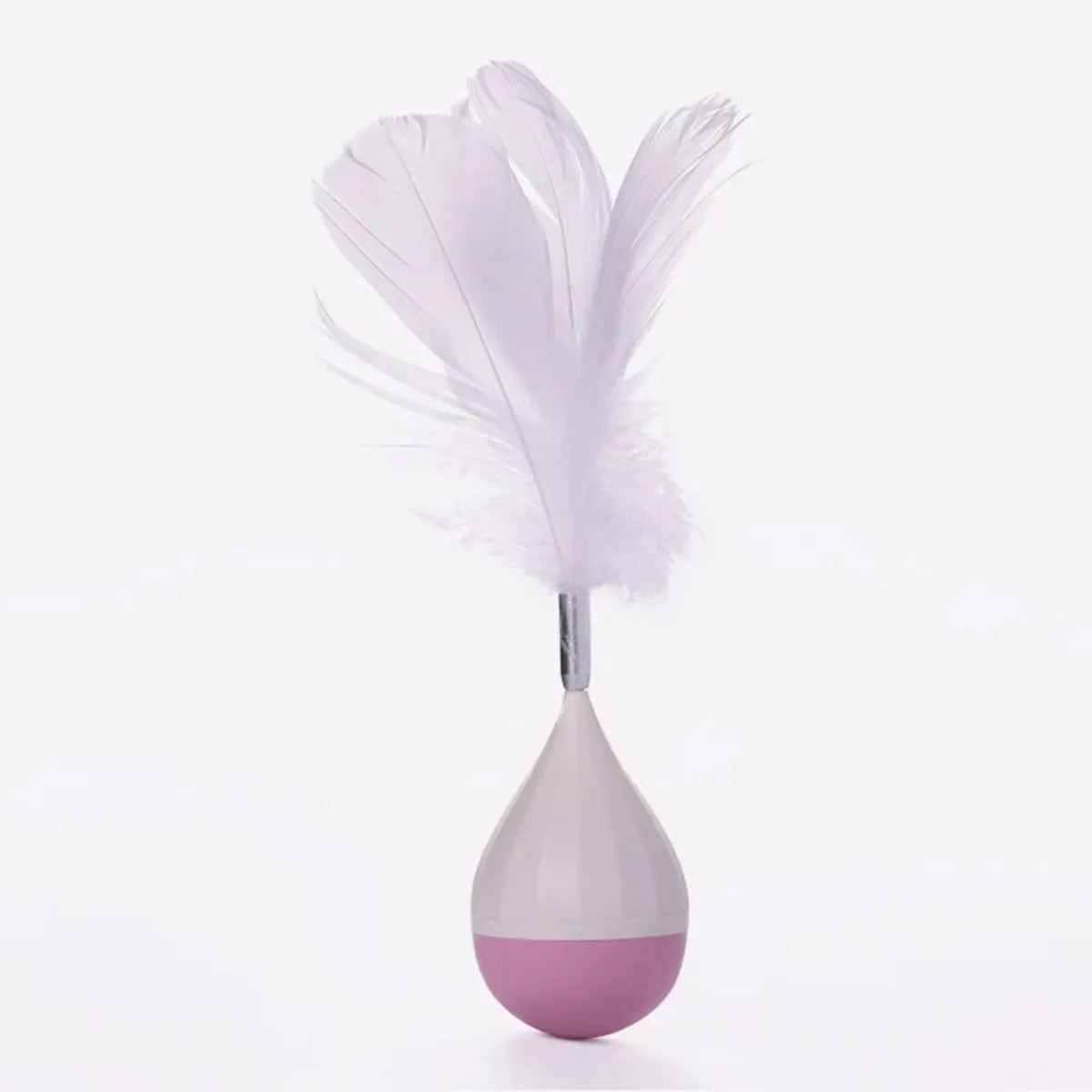 Feather tumbler cat toy with aluminium alloy tease stick and goose feather attachments