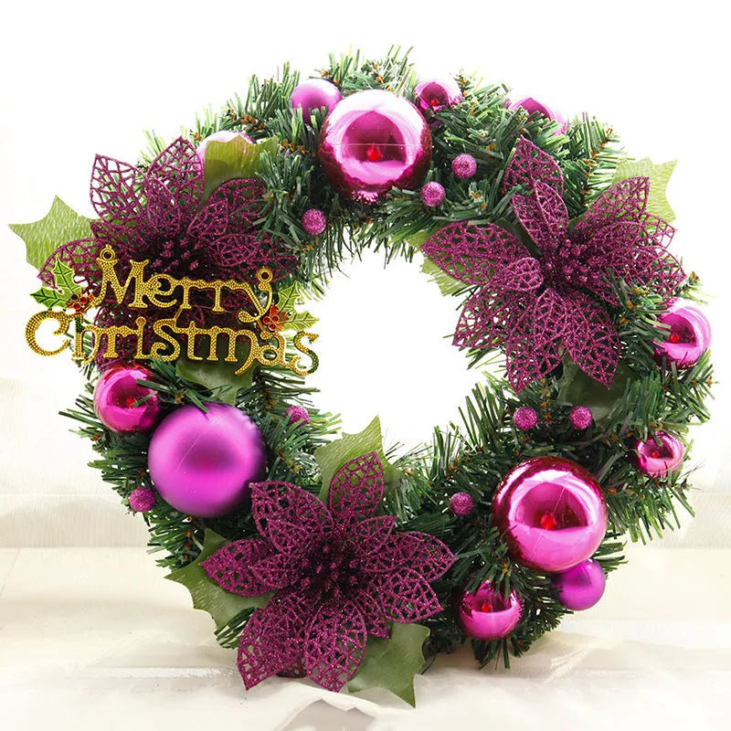 30cm multicolour plastic Christmas wreath for door and mall decoration