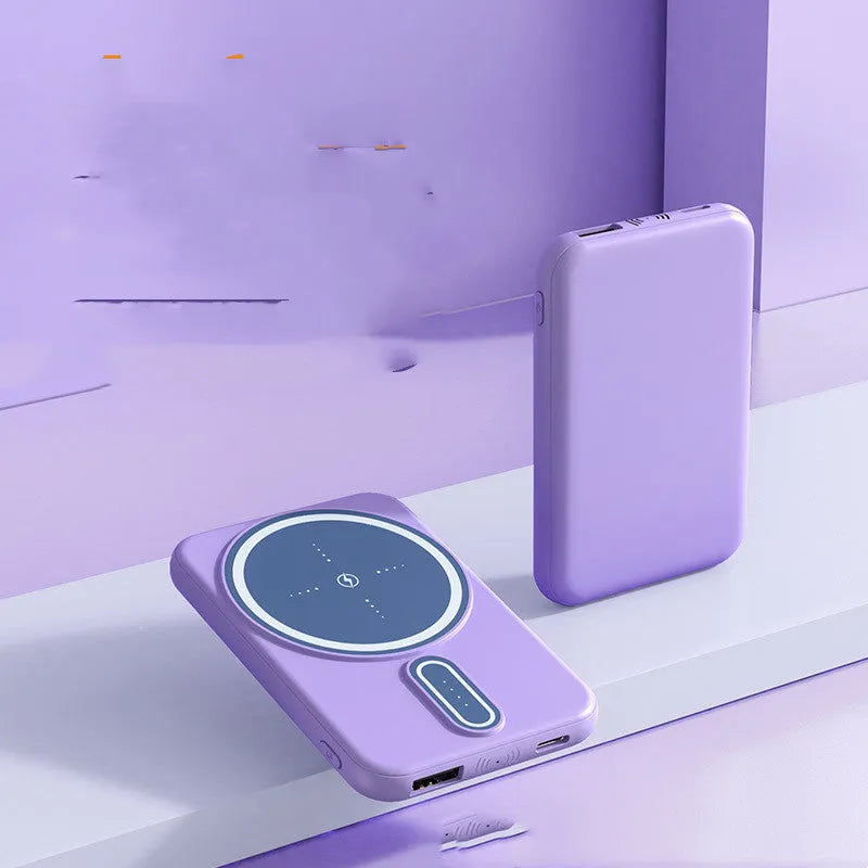 Compact 5000mAh portable power bank with polymer battery, multi-U ports, plastic shell, 93x62x14mm, in four colours