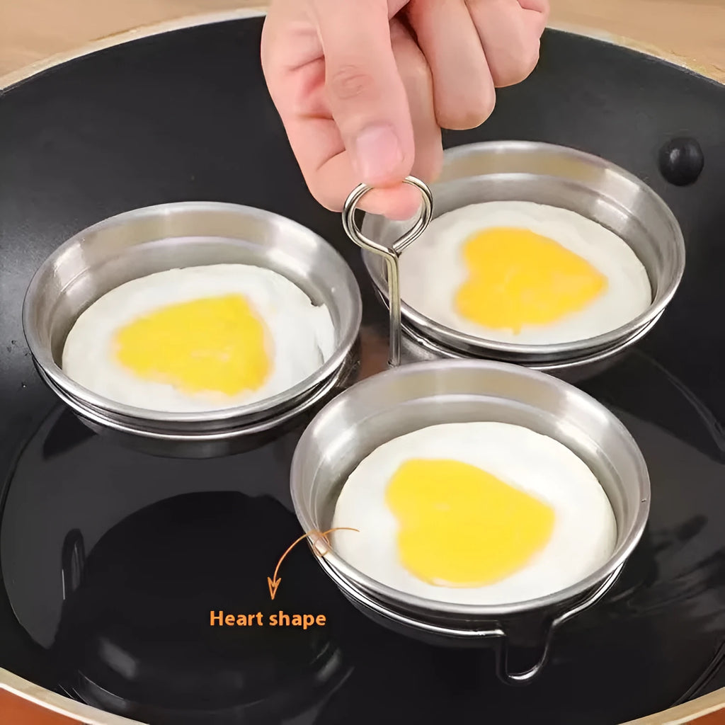 Stainless steel mini egg steamer in heart and round shape options for kitchen use