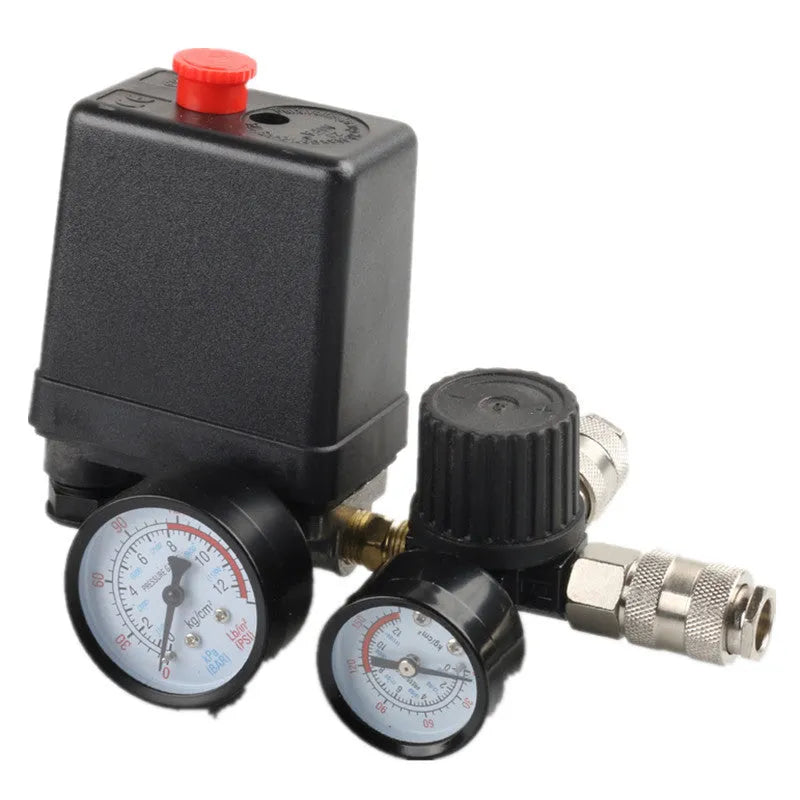 European style air compressor pressure regulating valve accessory with specifications visible