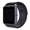 Black smart watch with 1.54-inch touch screen on a silicone strap, showing a fitness tracking display.