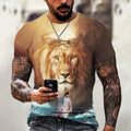 Men's 3D printed Jesus pattern T-shirt in breathable polyester fabric showing front graphic detail