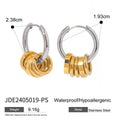 Gold tone stainless steel earrings with electroplated finish in unisex ins style design