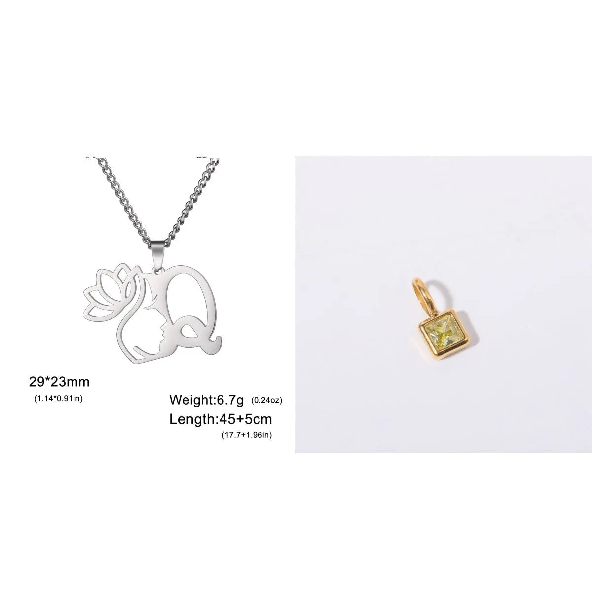 Stainless steel cross chain necklace with pendant in gold or silver electroplated finish