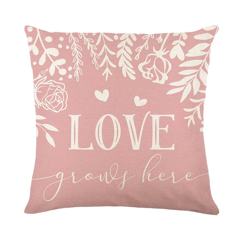 Square plaid heart print Valentine's Day decorative pillow cover measuring 45x45cm.