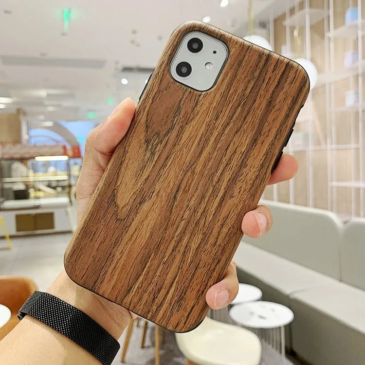 Natural wood or bamboo iPhone back cover case in rosewood colour for iPhone 11.