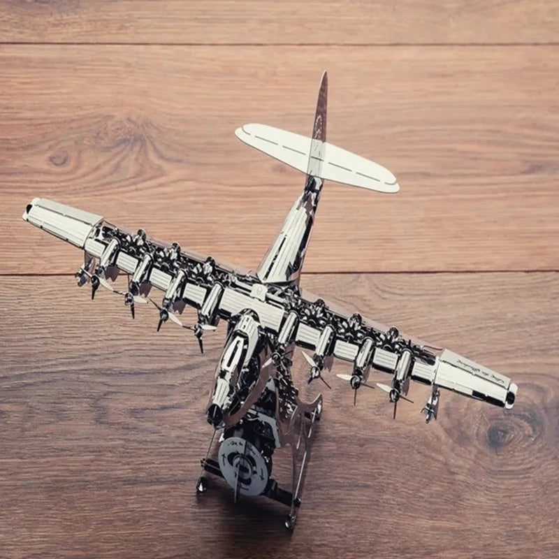 Metal mechanical model airplane assembly toy in aircraft colour scheme for youth aged 15 to 35